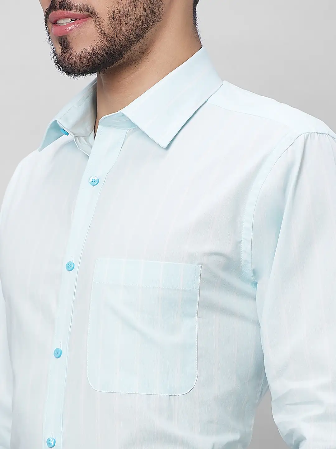 Raymond Men Blue Structured Slim Fit Cotton Formal Shirt - Image 7