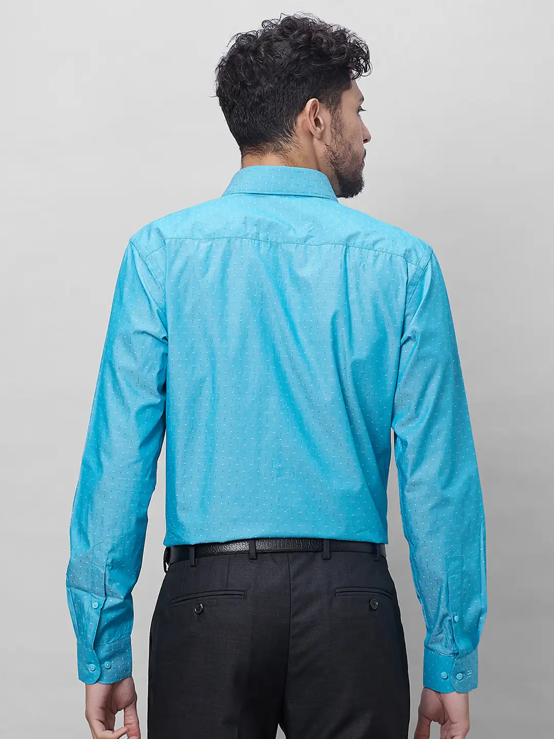 Raymond Men Blue Structured Slim Fit Cotton Formal Shirt - Image 4