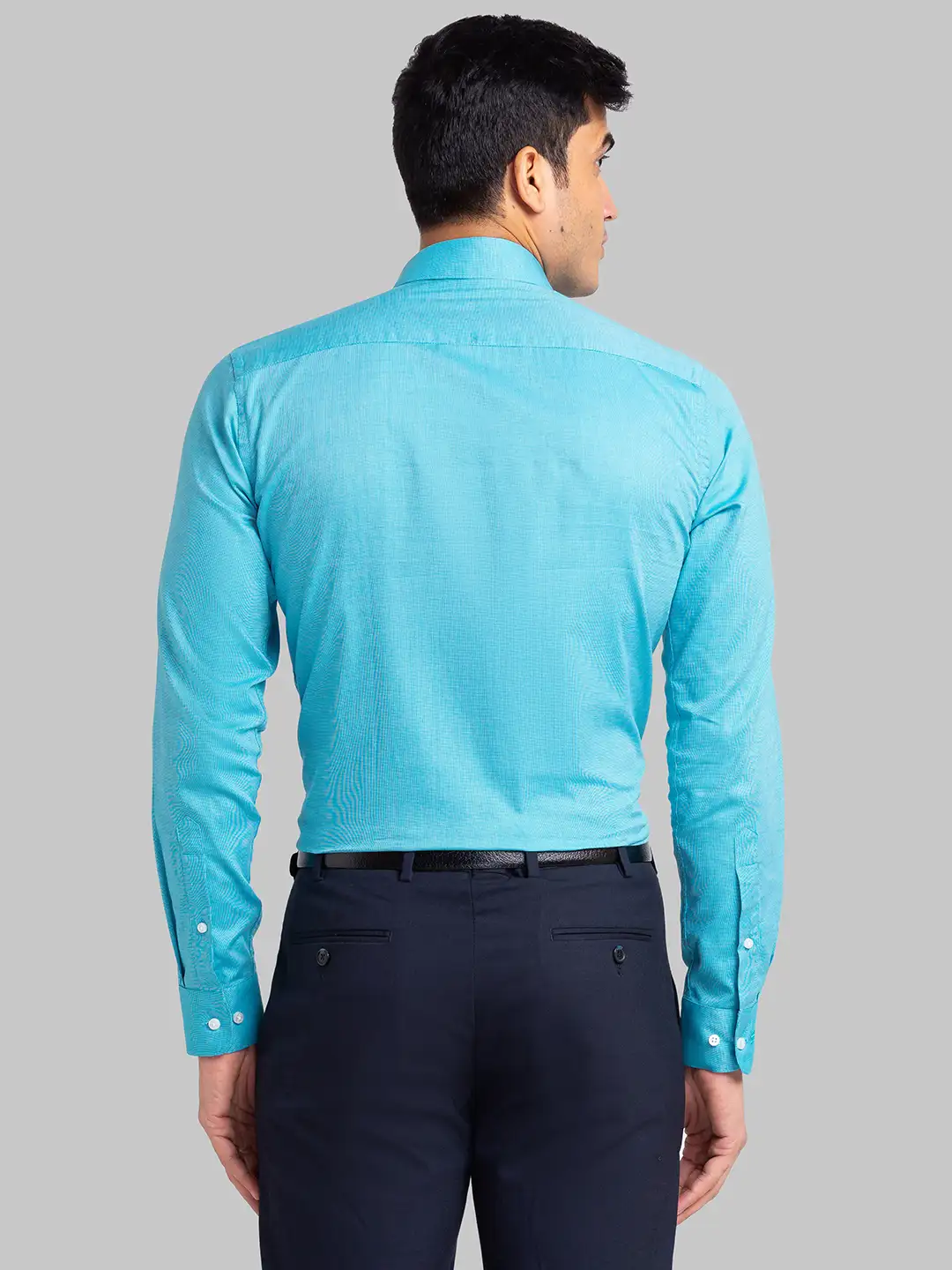 Raymond Men Blue Structured Slim Fit Cotton Formal Shirt - Image 4