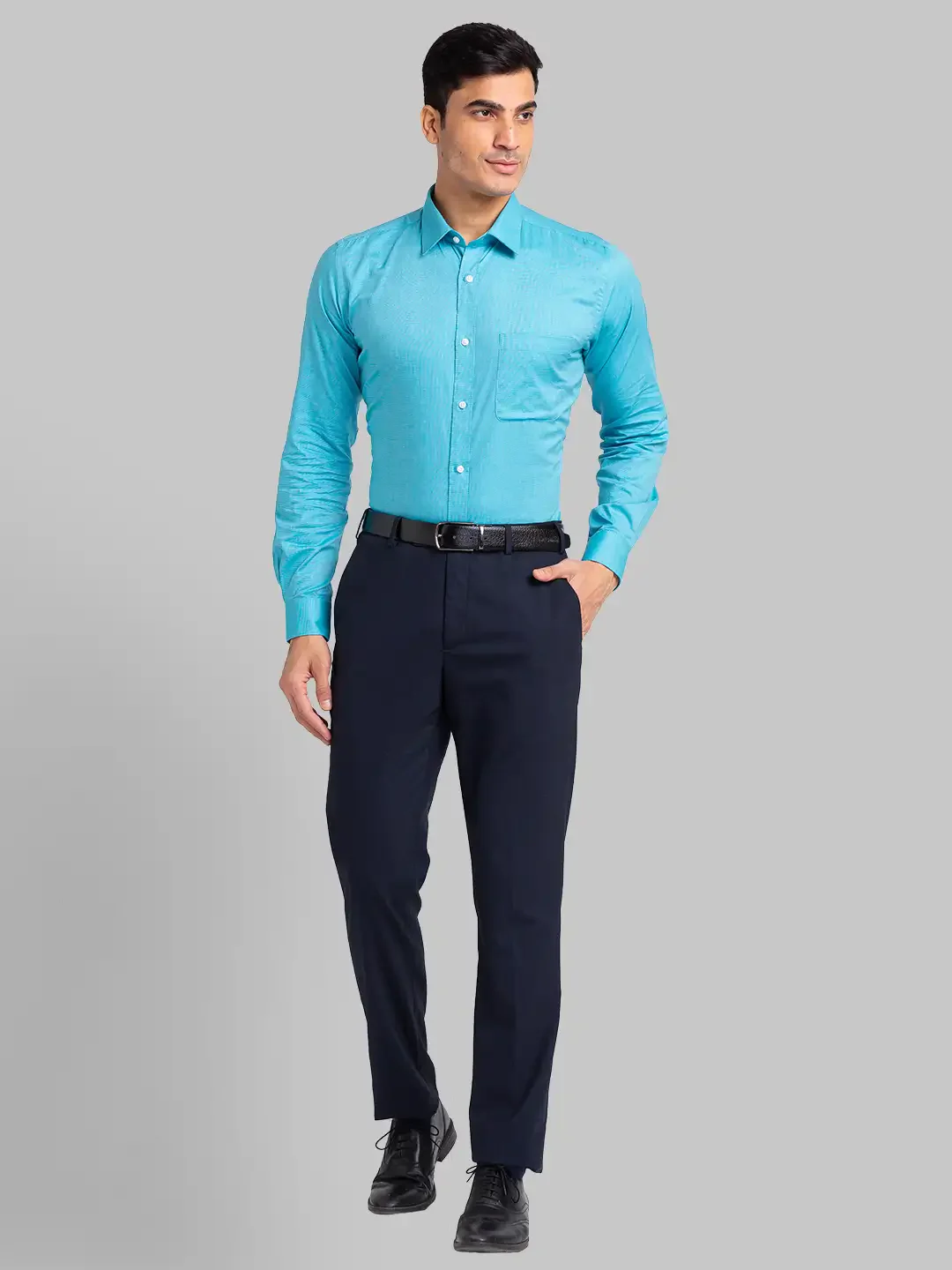 Raymond Men Blue Structured Slim Fit Cotton Formal Shirt - Image 5