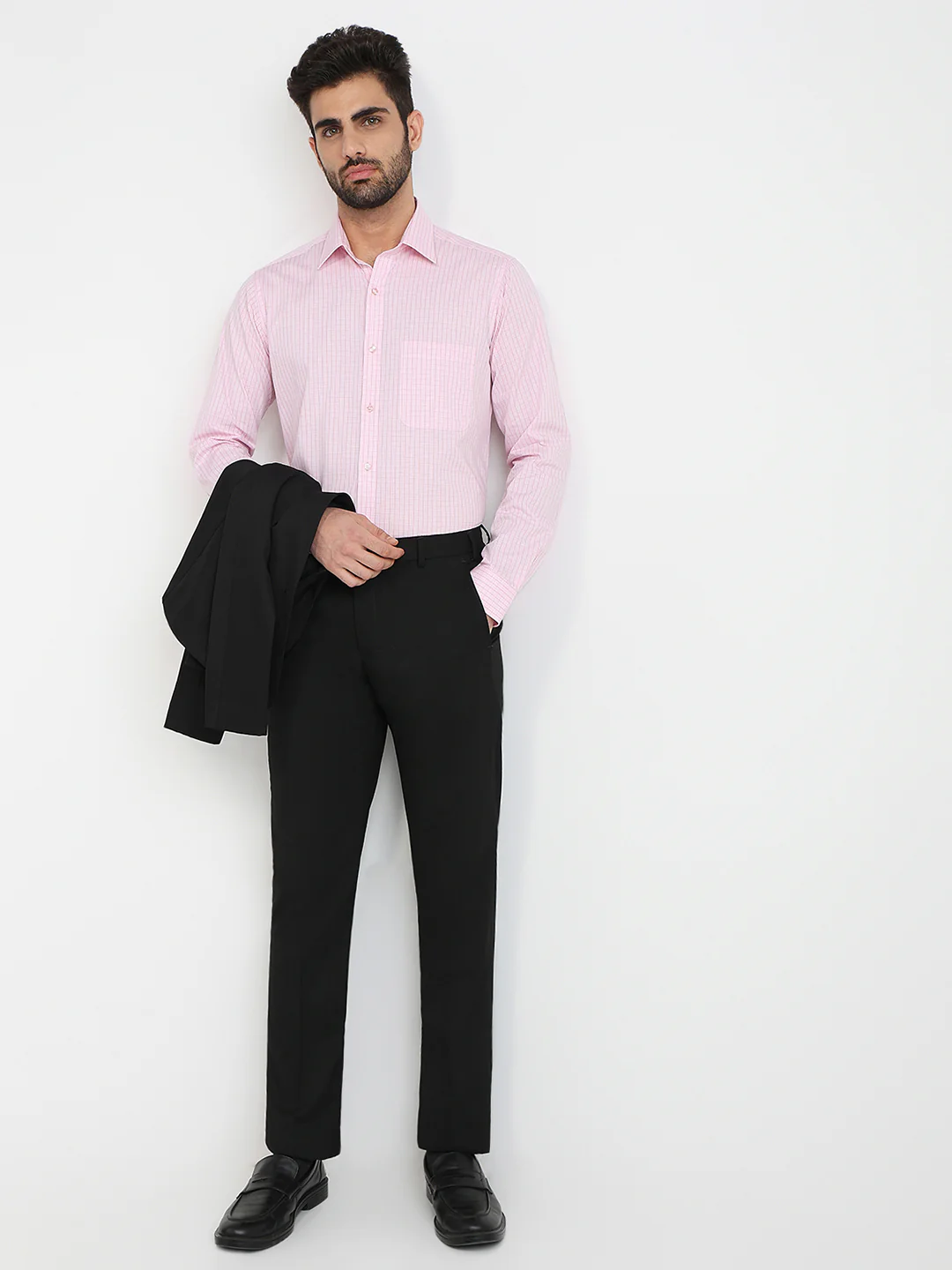 Raymond Men Pink Checks Slim Fit Cotton Formal Shirt - Image 5