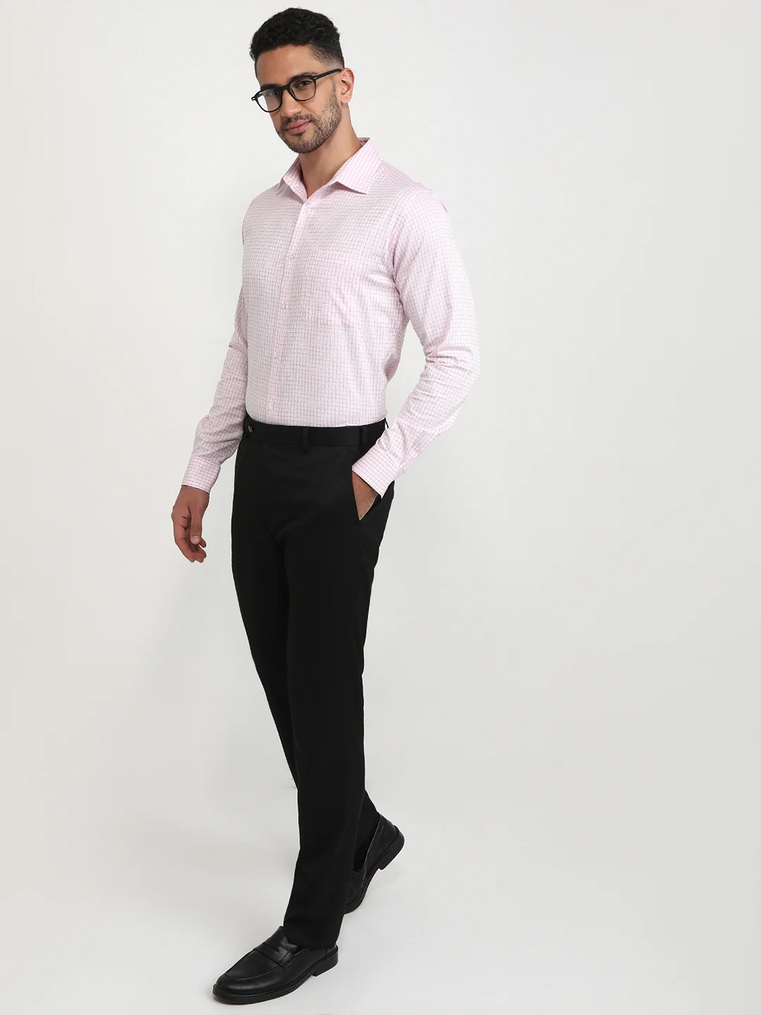 Raymond Men Pink Checks Slim Fit Cotton Formal Shirt - Image 5