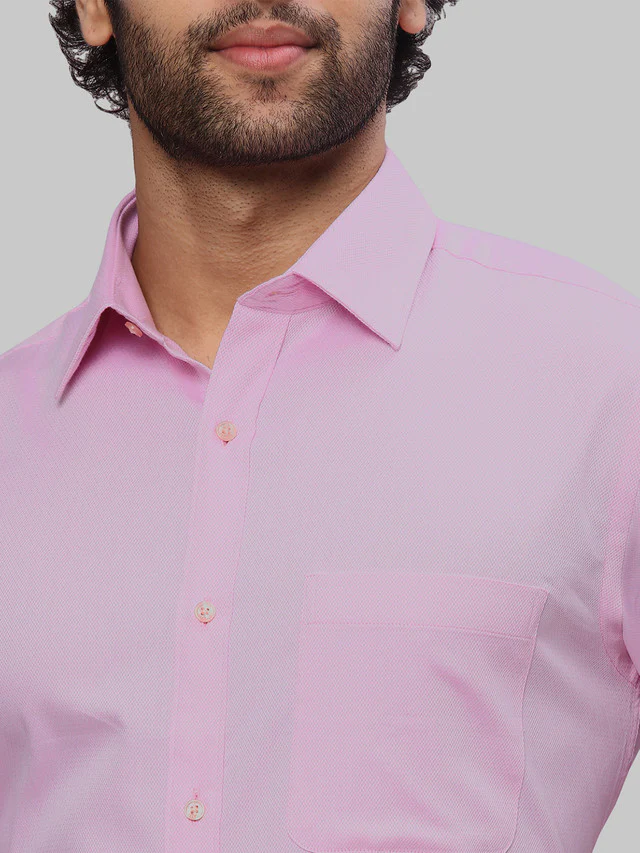 Raymond Men Pink Dobby Slim Fit Cotton Formal Shirt - Image 6