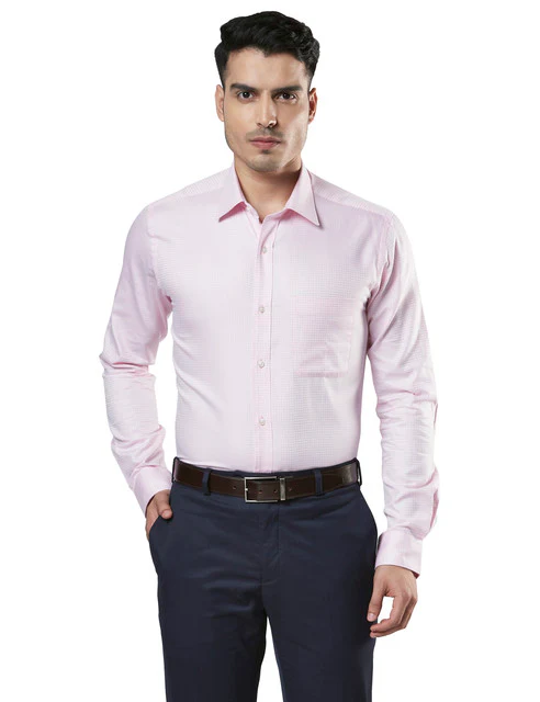 Raymond Men Pink Fil-A-Fil Slim Fit Cotton Shirt