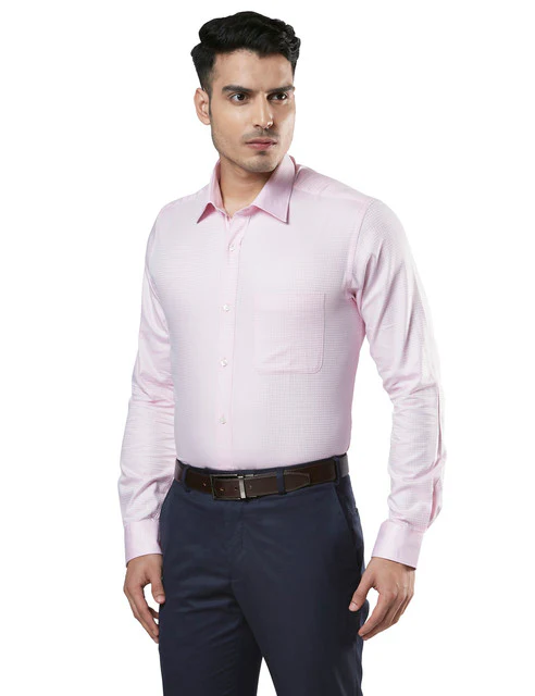 Raymond Men Pink Fil-A-Fil Slim Fit Cotton Shirt - Image 3