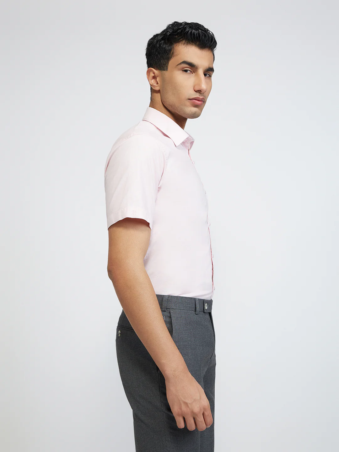 Raymond Men Pink Solid Contemporary Fit Cotton Formal Shirt - Image 2