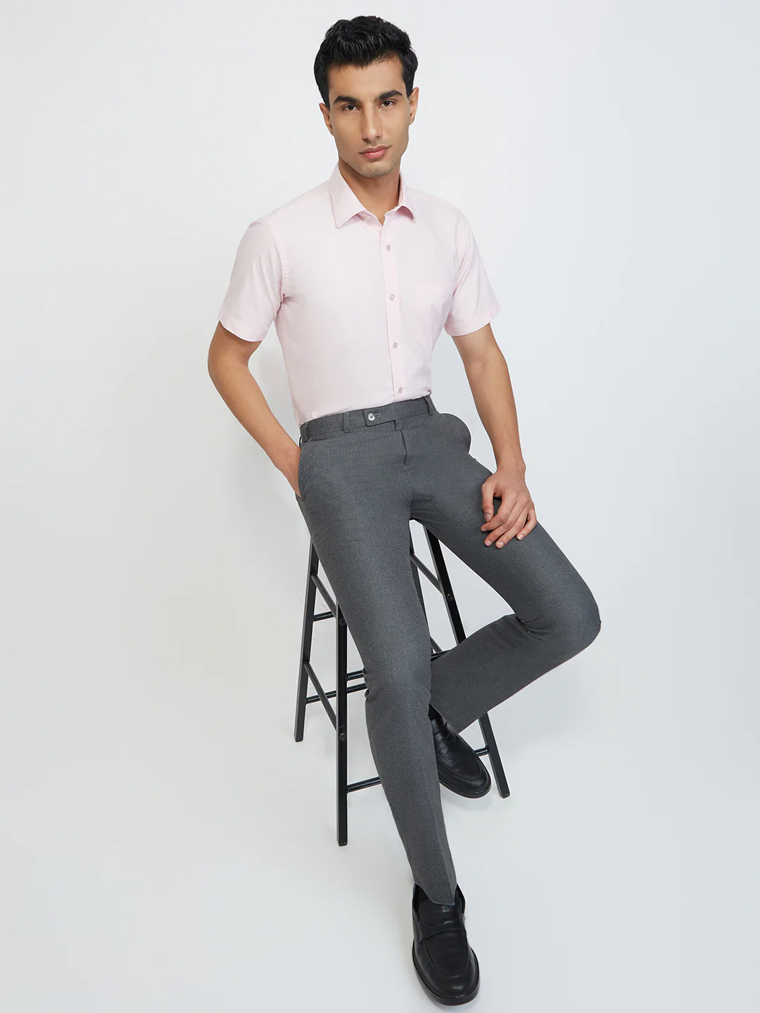 Raymond Men Pink Solid Contemporary Fit Cotton Formal Shirt - Image 5