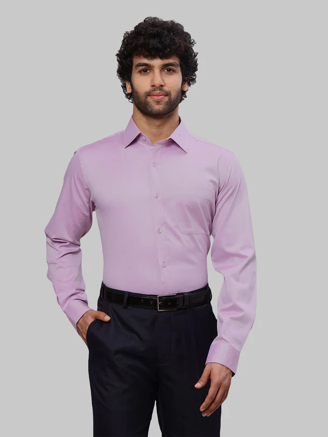 Raymond Men Pink Solid Slim Fit Cotton Formal Shirt