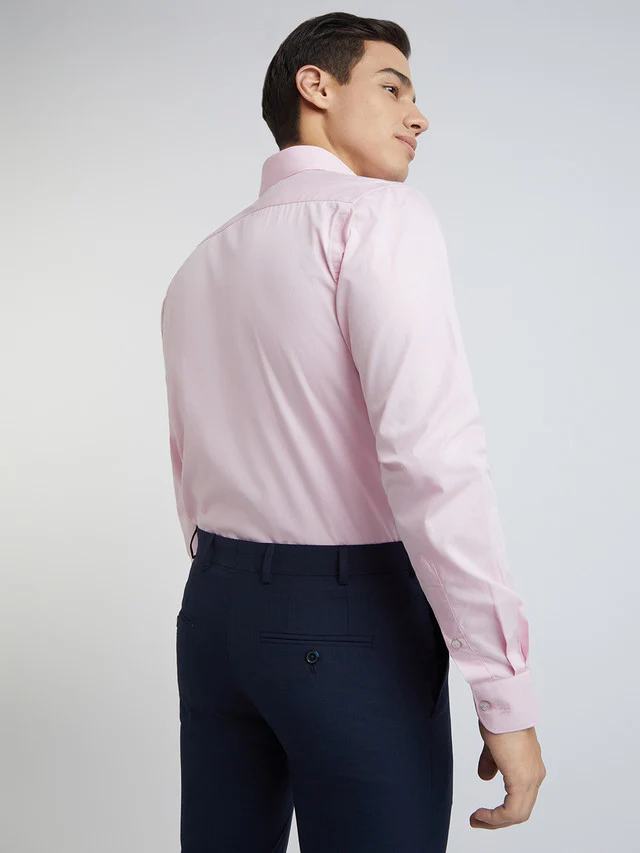 Raymond Men Pink Solid Slim Fit Cotton Shirt - Image 5