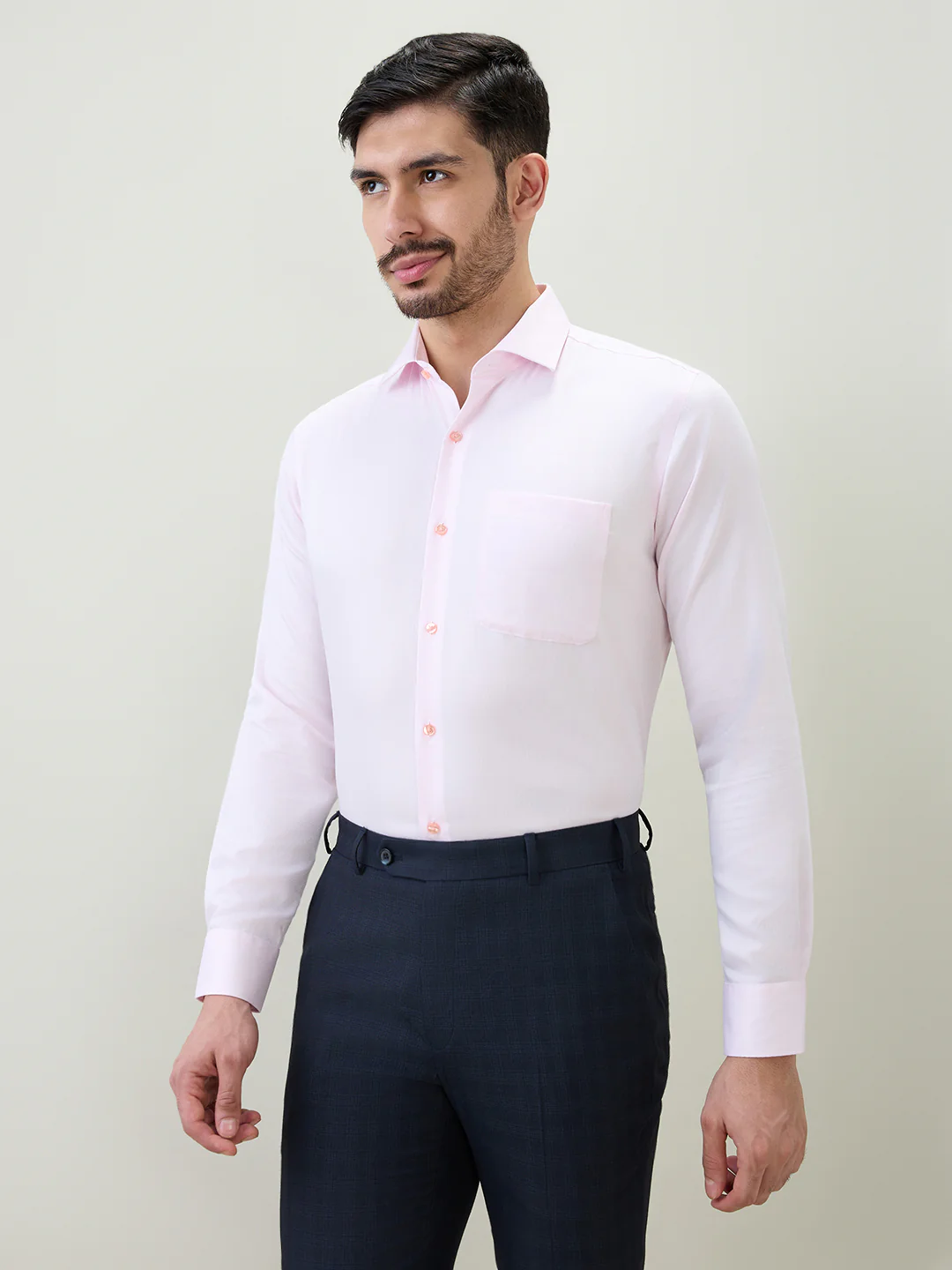 Raymond Men Pink Stripe Contemporary Fit Cotton Formal Shirt - Image 2
