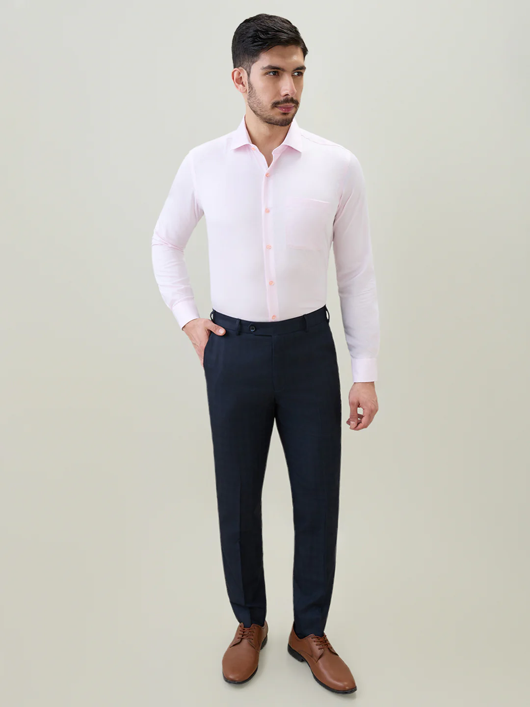 Raymond Men Pink Stripe Contemporary Fit Cotton Formal Shirt - Image 5