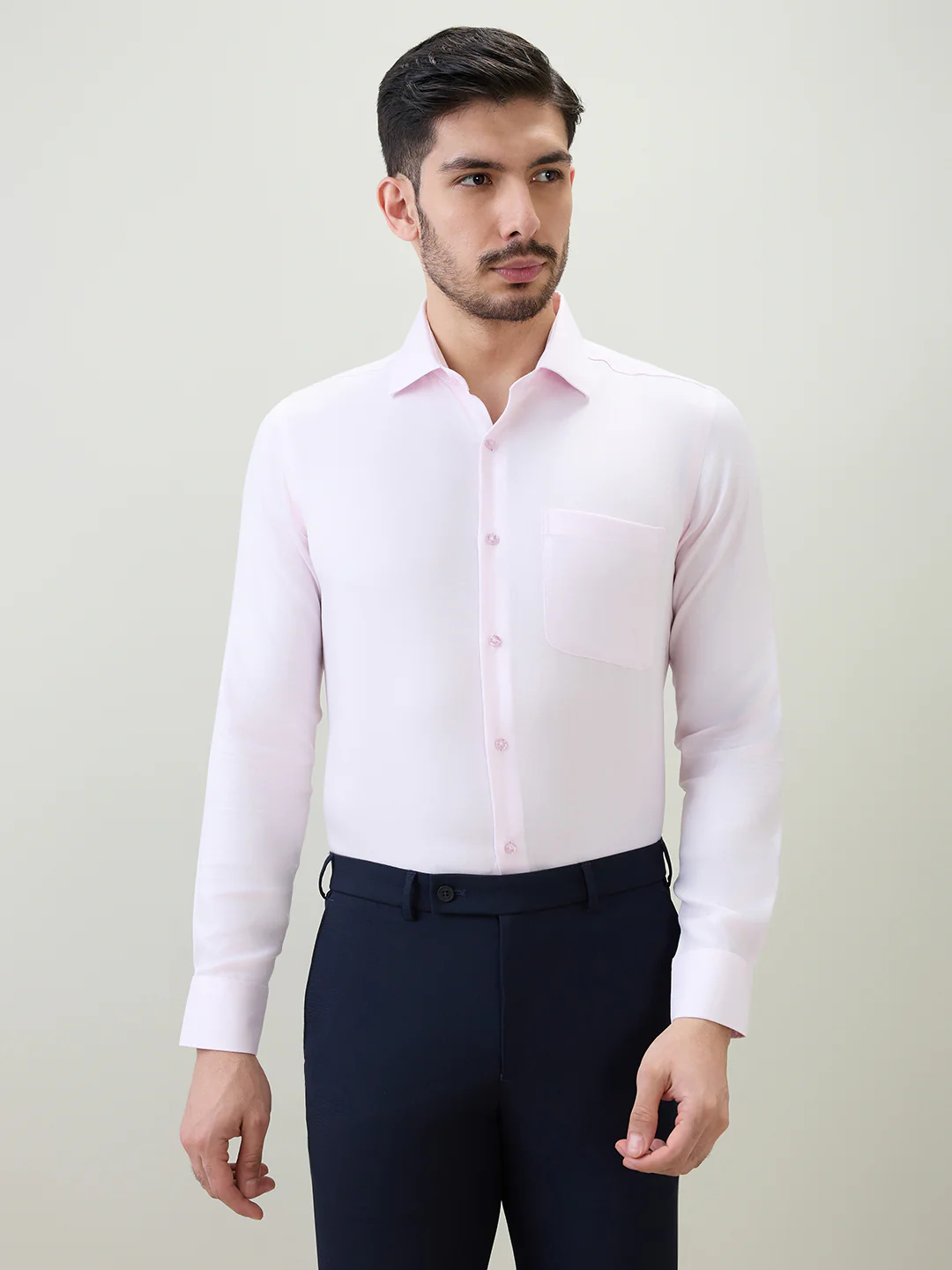 Raymond Men Pink Structure Contemporary Fit Cotton Formal Shirt