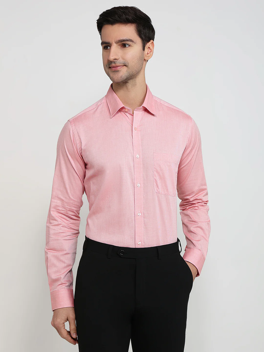 Raymond Men Pink Structure Slim Fit Cotton Formal Shirt