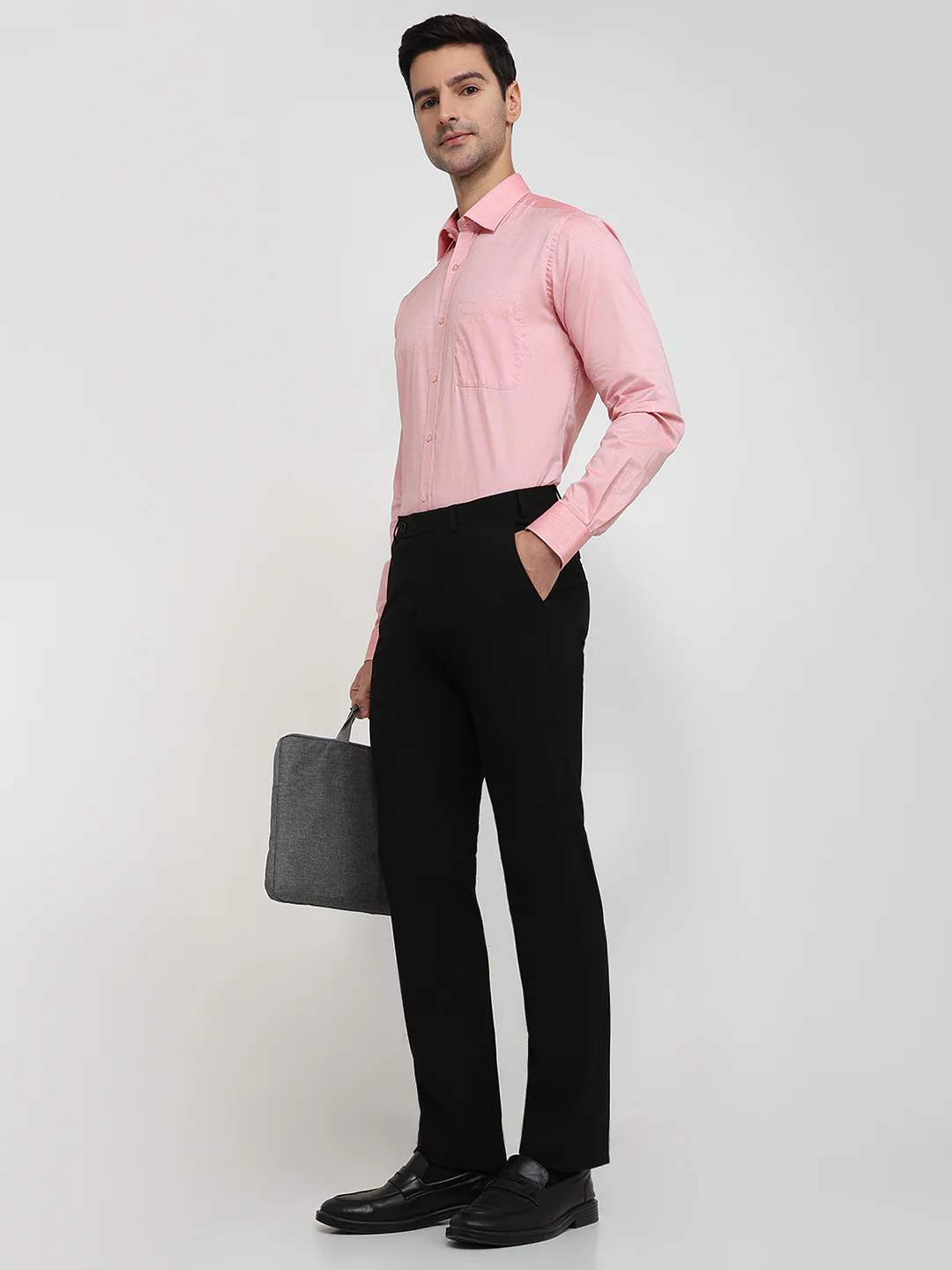 Raymond Men Pink Structure Slim Fit Cotton Formal Shirt - Image 5
