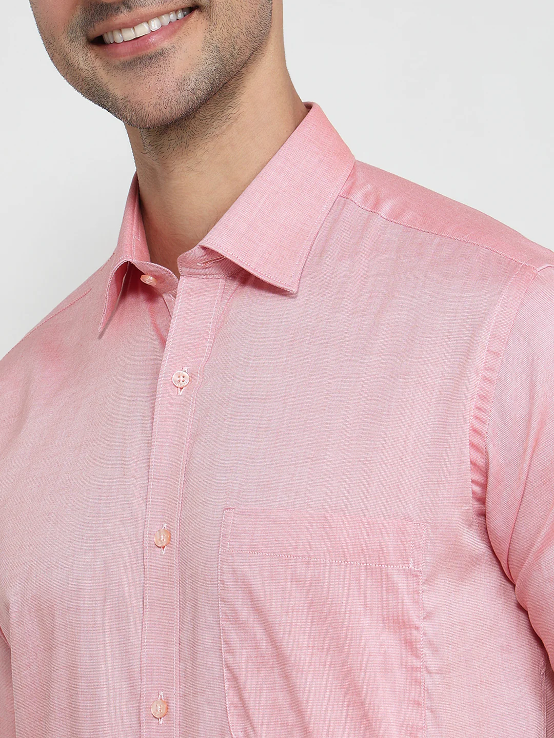 Raymond Men Pink Structure Slim Fit Cotton Formal Shirt - Image 6