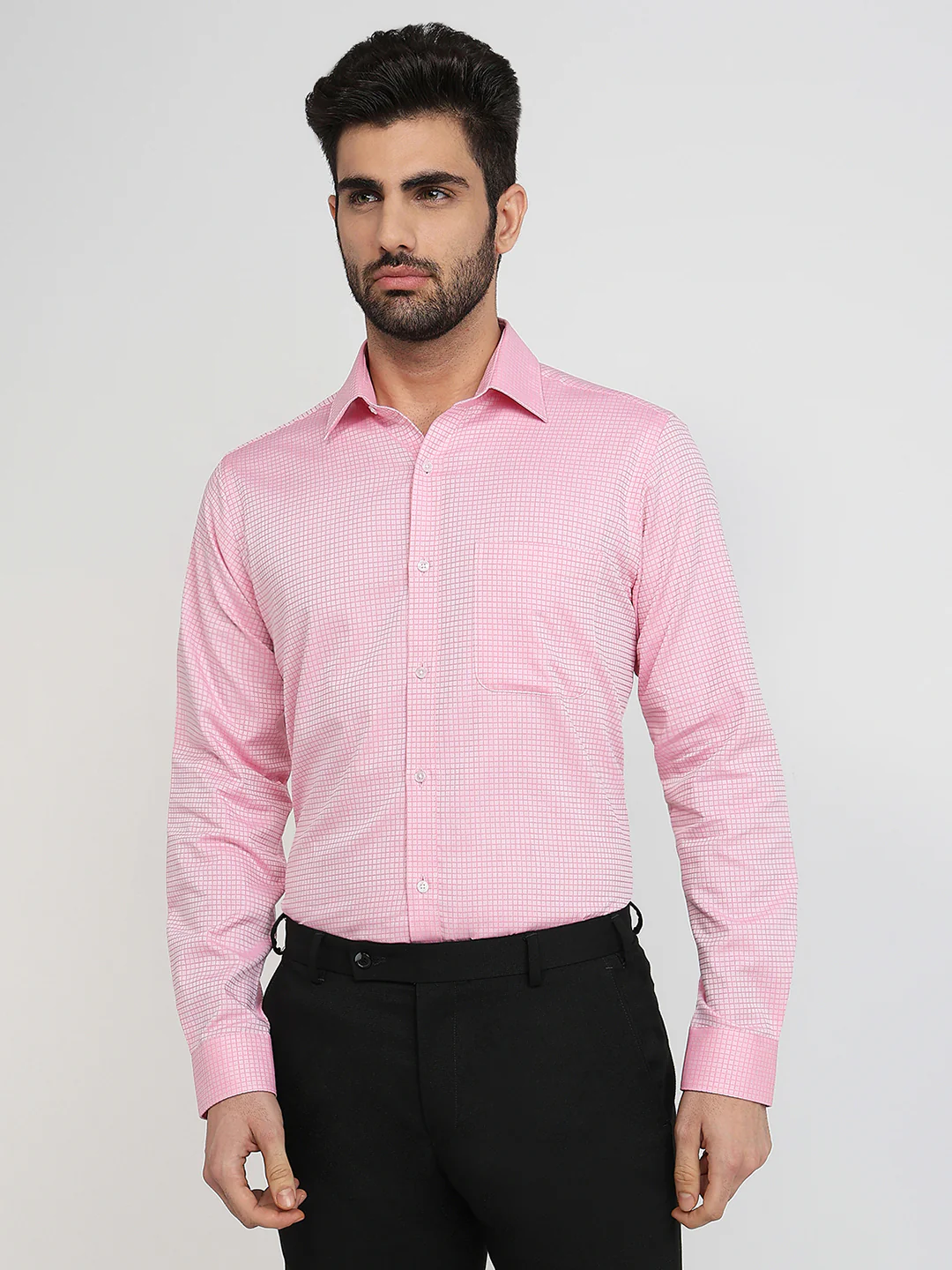 Raymond Men Pink Structure Slim Fit Cotton Formal Shirt