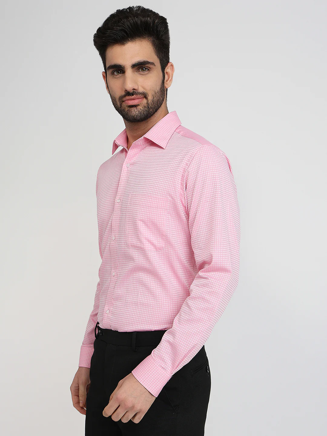 Raymond Men Pink Structure Slim Fit Cotton Formal Shirt - Image 2
