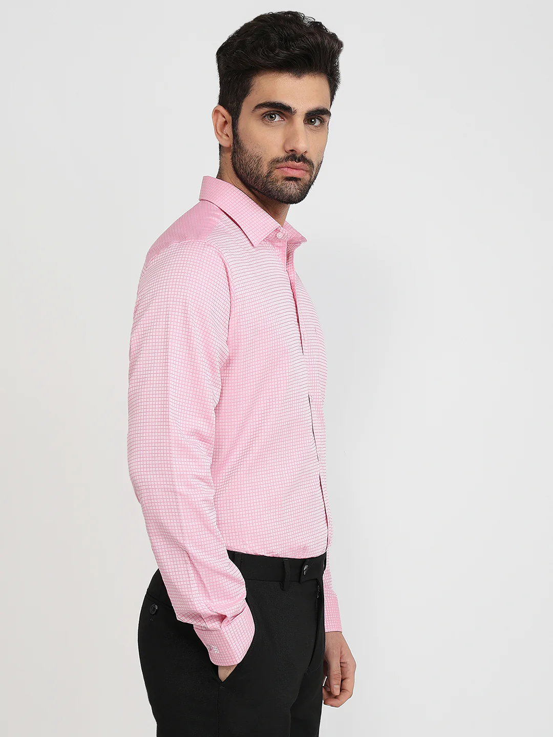 Raymond Men Pink Structure Slim Fit Cotton Formal Shirt - Image 3