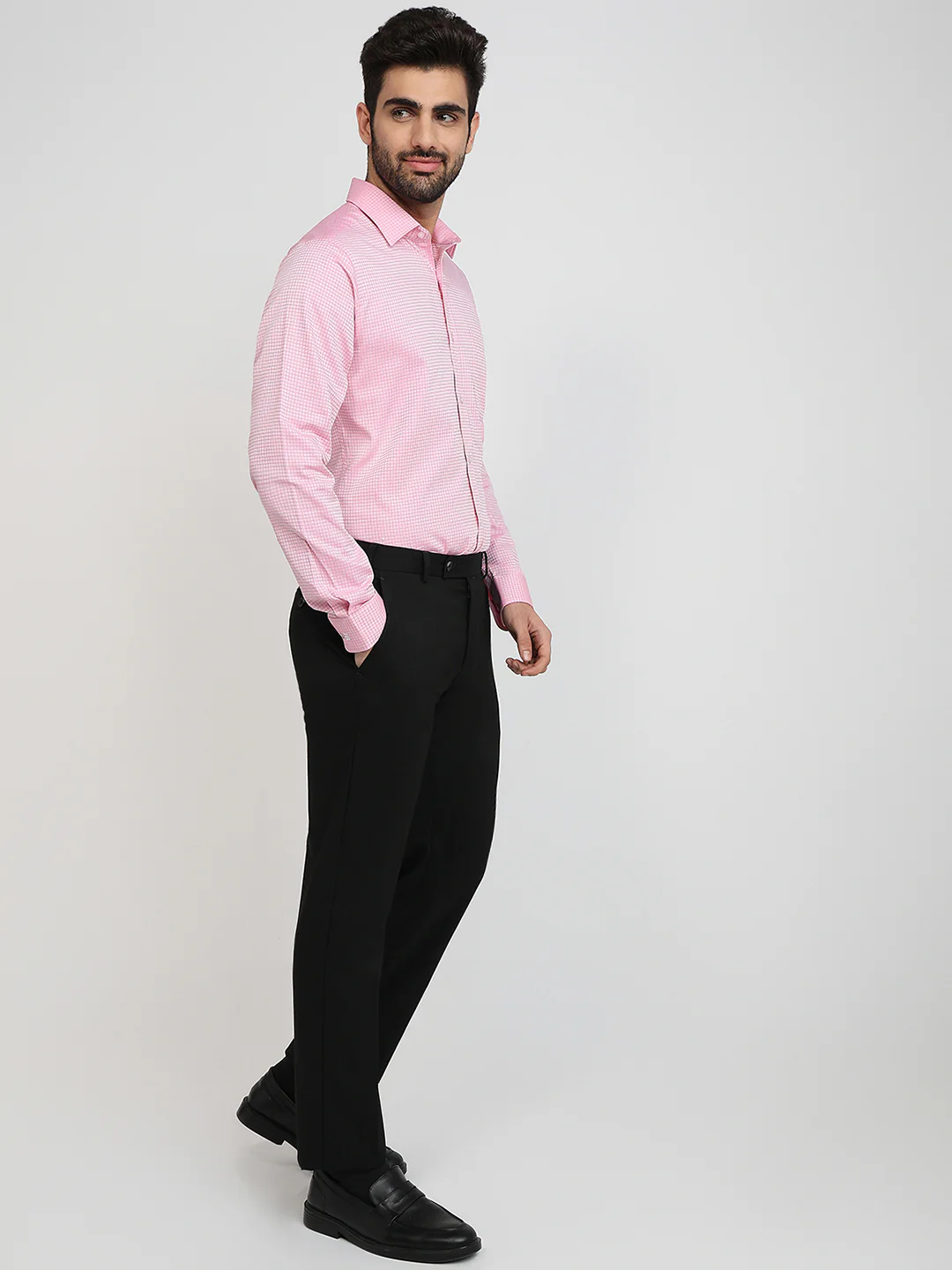 Raymond Men Pink Structure Slim Fit Cotton Formal Shirt - Image 5