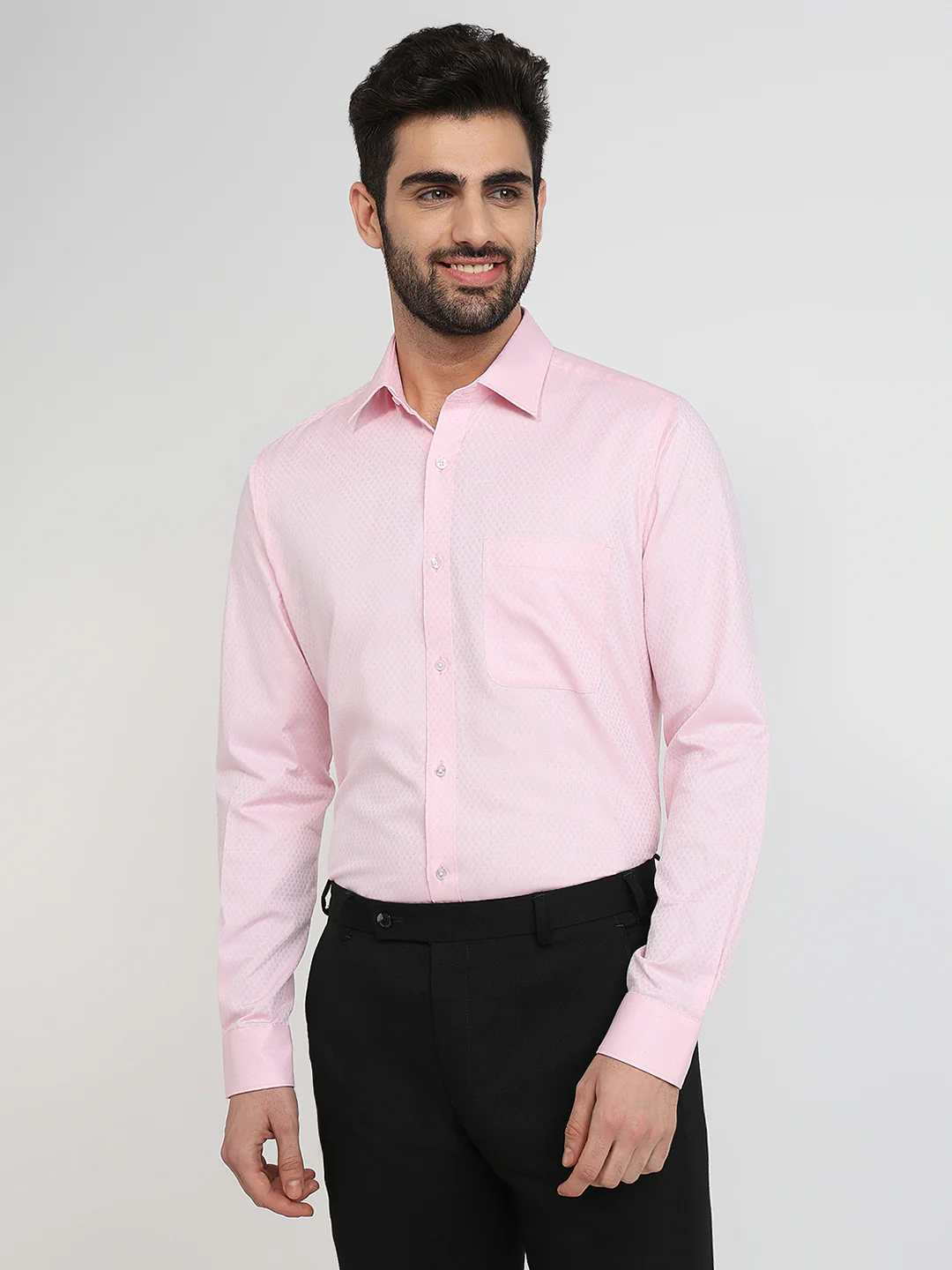 Raymond Men Pink Structure Slim Fit Cotton Formal Shirt