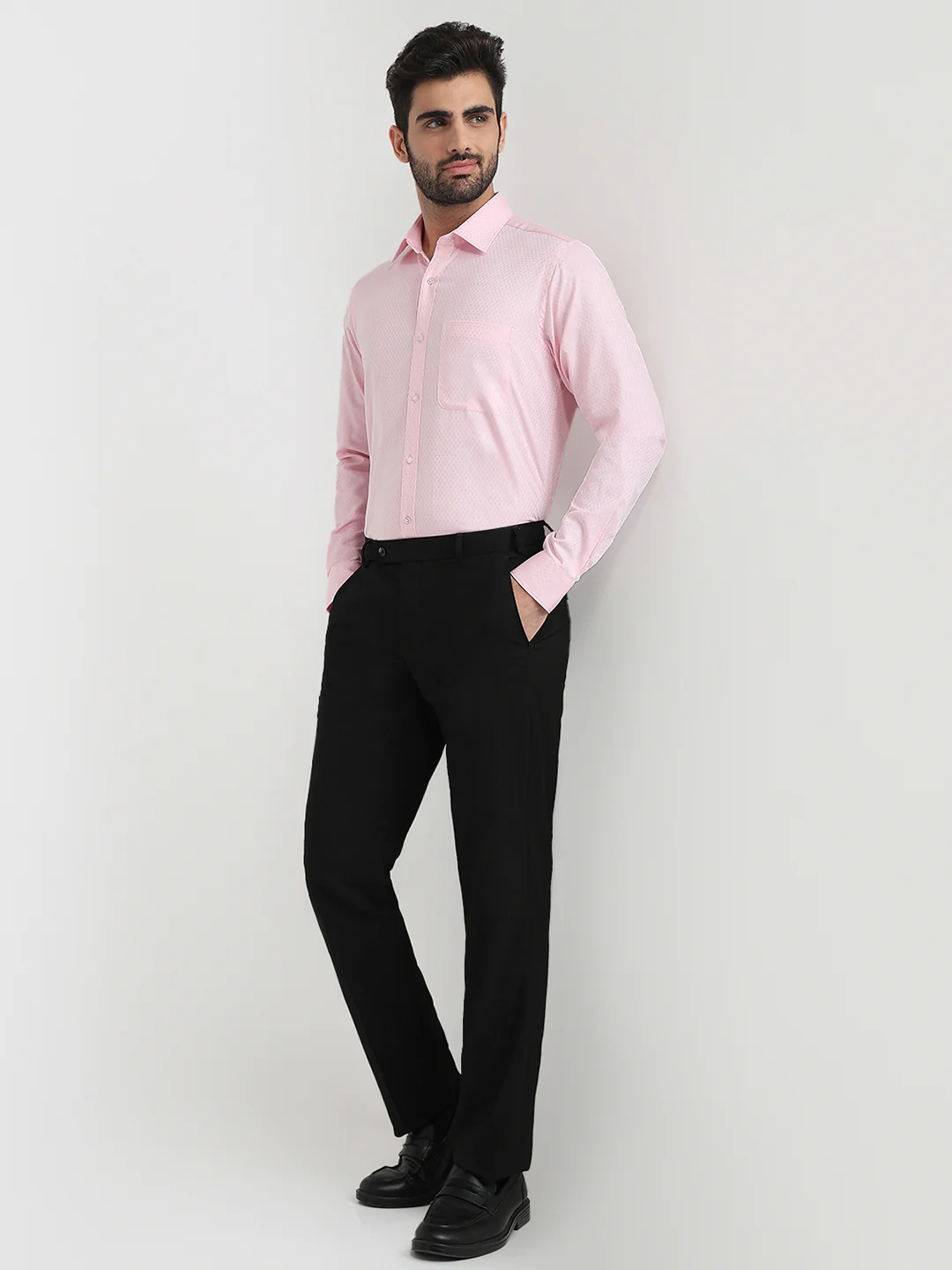 Raymond Men Pink Structure Slim Fit Cotton Formal Shirt - Image 5