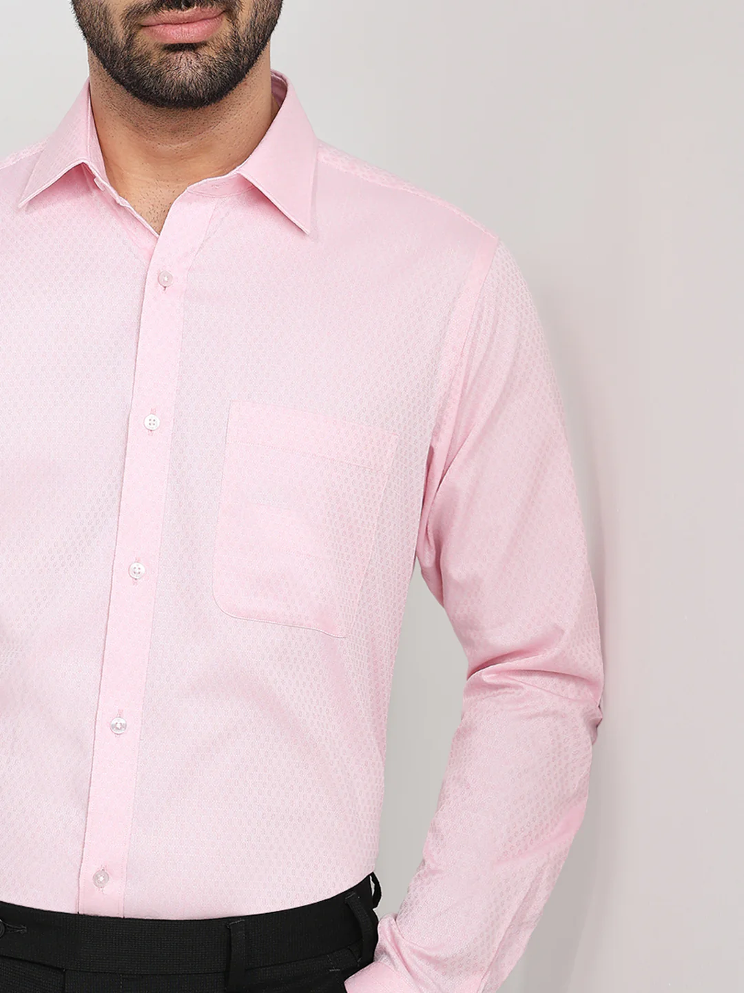 Raymond Men Pink Structure Slim Fit Cotton Formal Shirt - Image 6