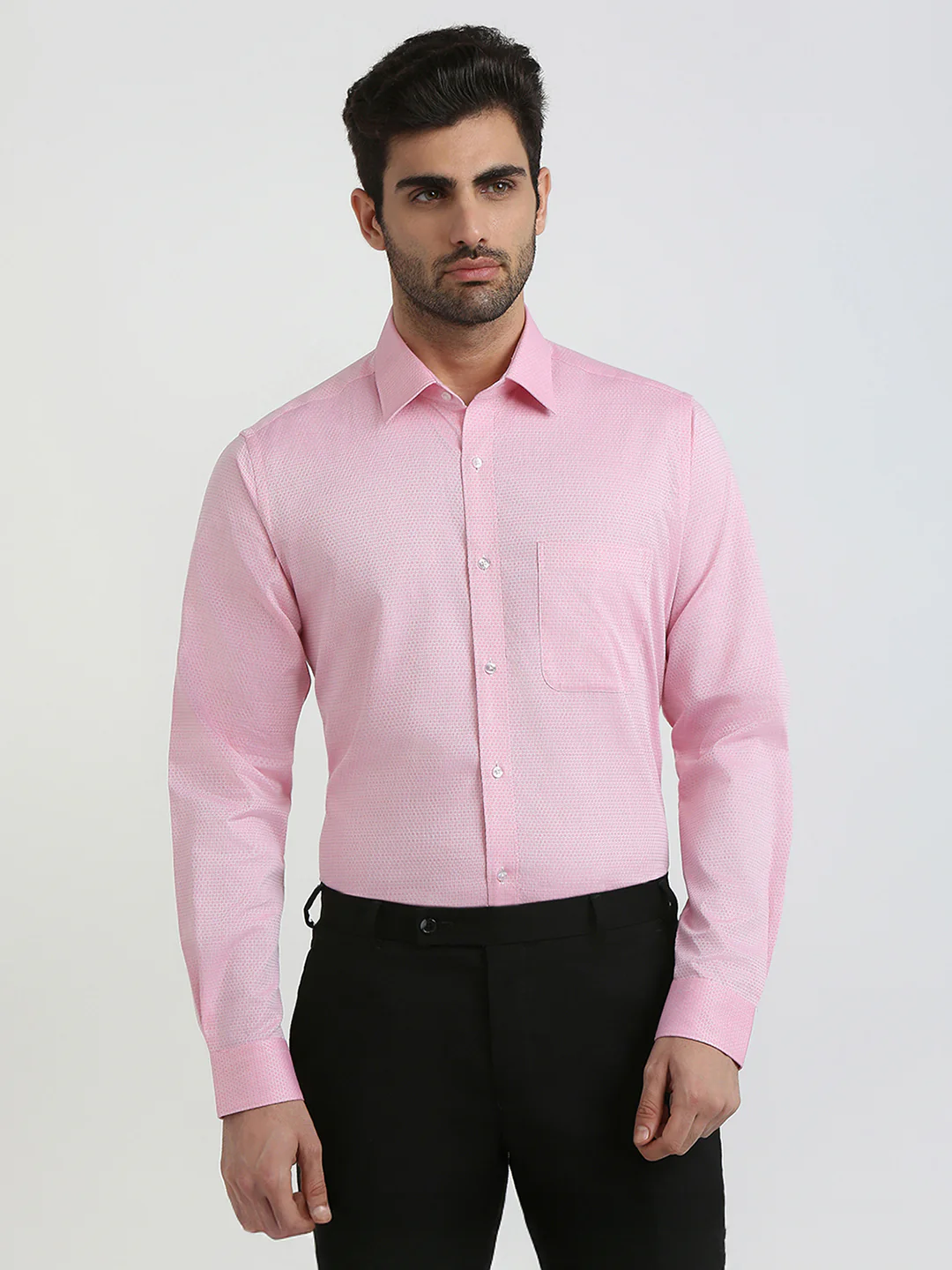 Raymond Men Pink Structure Slim Fit Cotton Formal Shirt