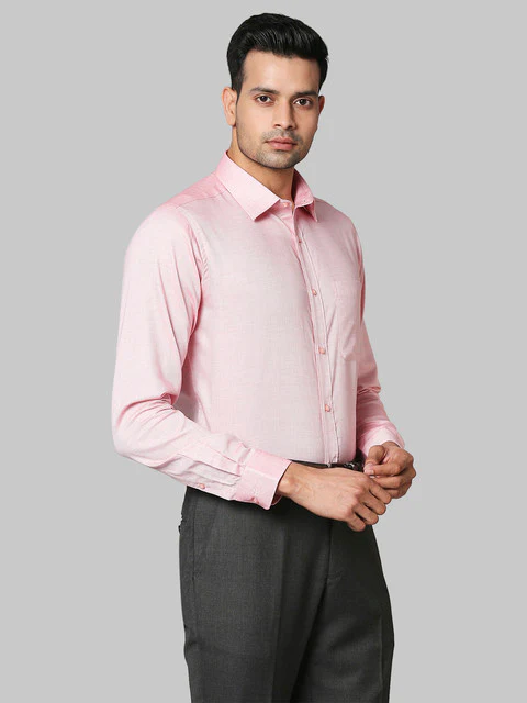 Raymond Men Pink Structure Slim Fit Cotton Shirt - Image 2