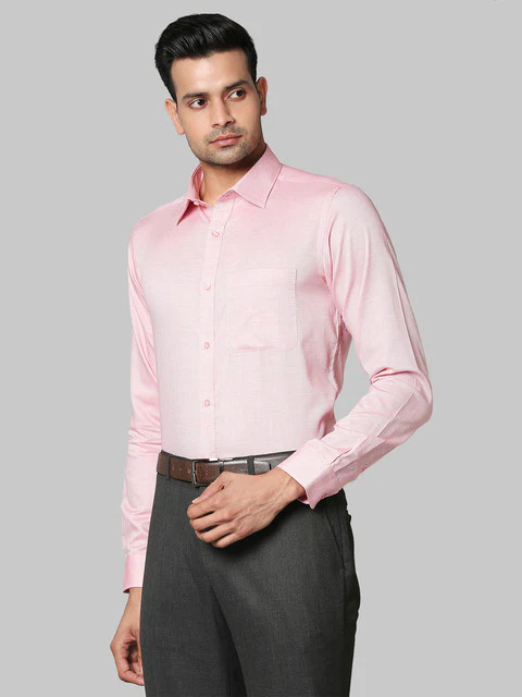 Raymond Men Pink Structure Slim Fit Cotton Shirt - Image 3