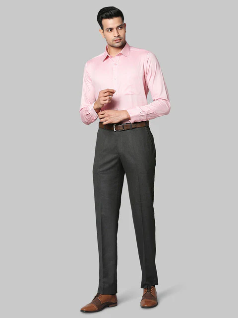 Raymond Men Pink Structure Slim Fit Cotton Shirt - Image 5