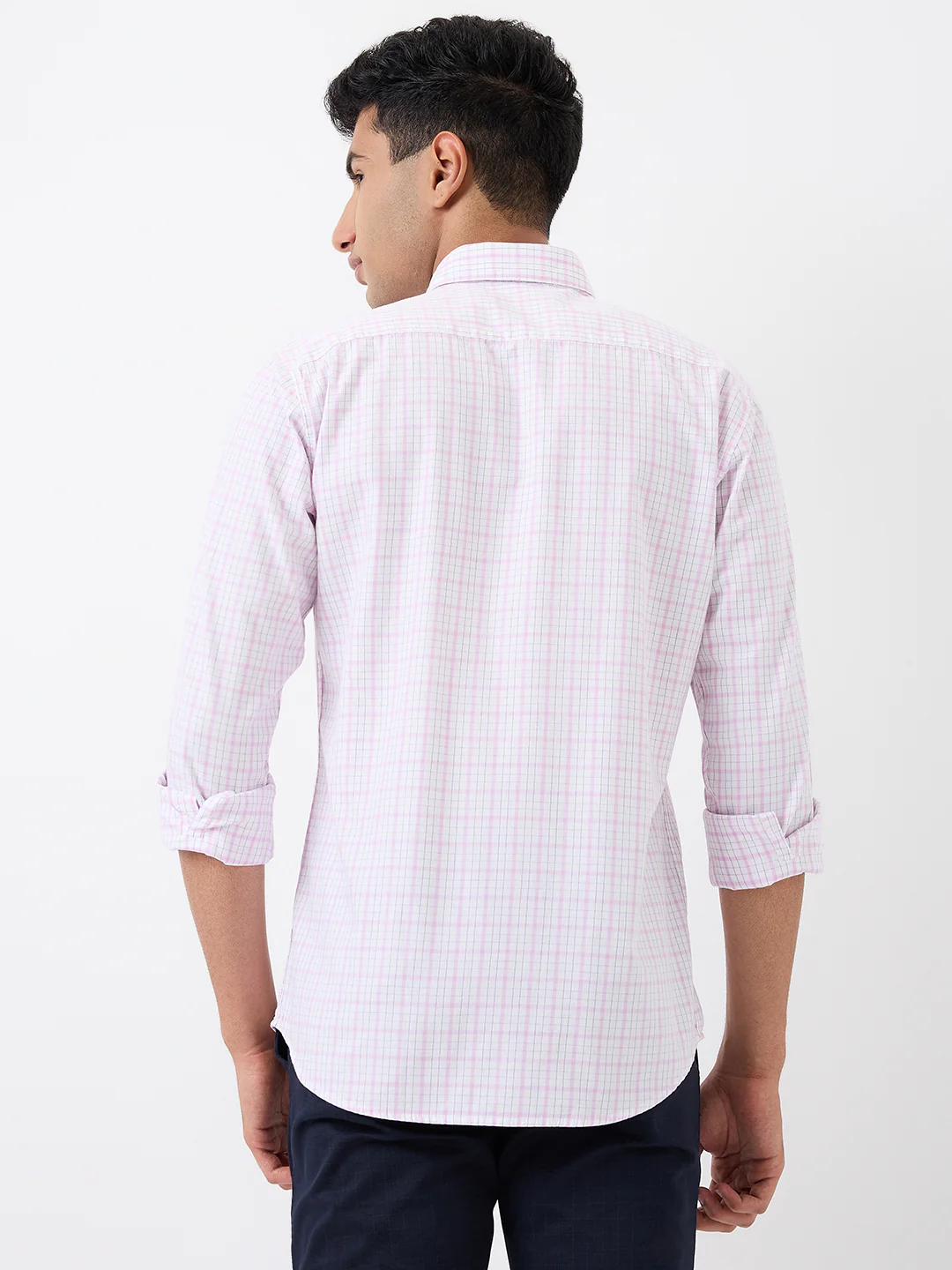 Raymond Men Purple Checks Slim Fit Cotton Casual Shirt - Image 4