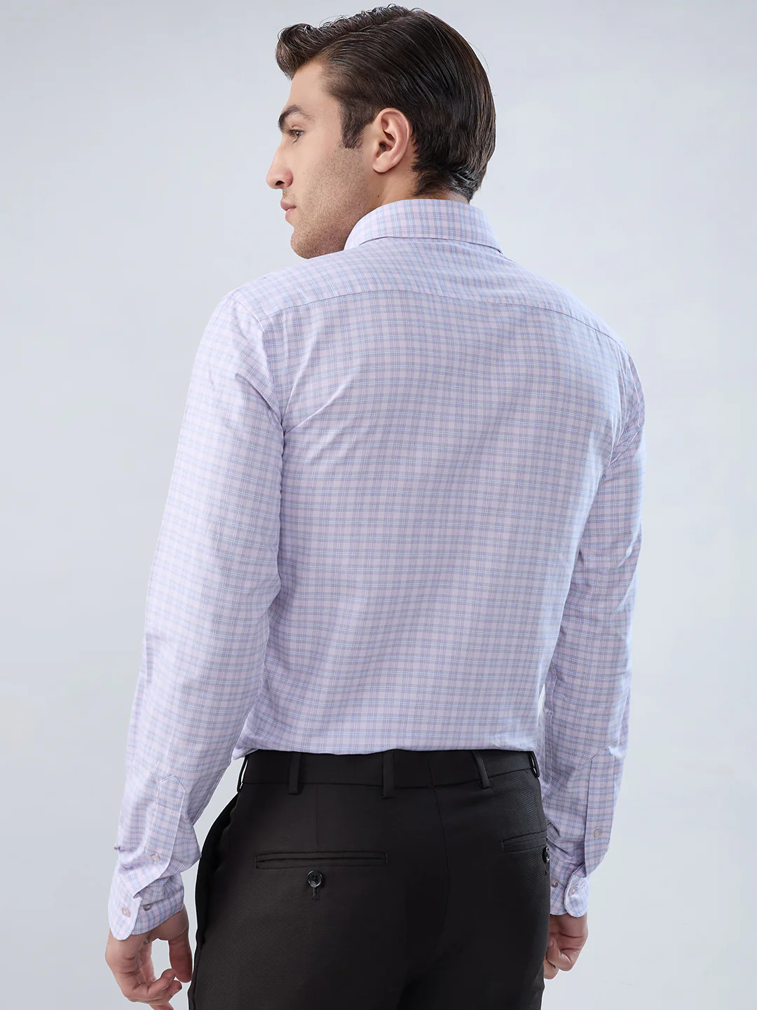 Raymond Men Purple Checks Slim Fit Cotton Shirt - Image 4