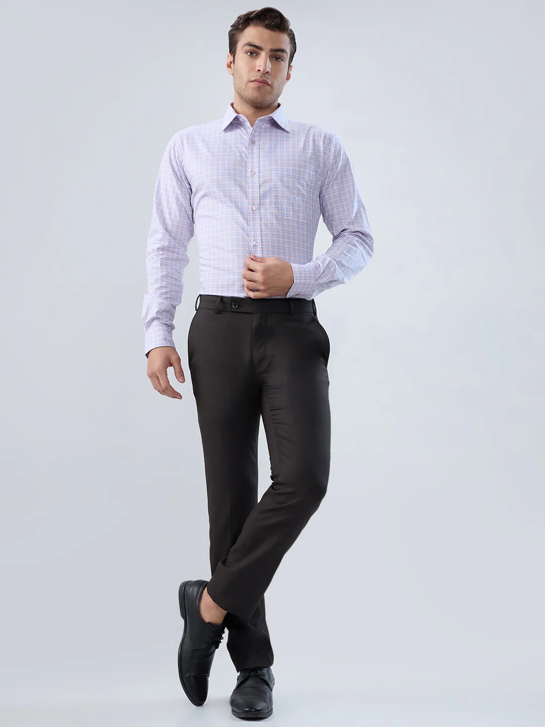 Raymond Men Purple Checks Slim Fit Cotton Shirt - Image 5