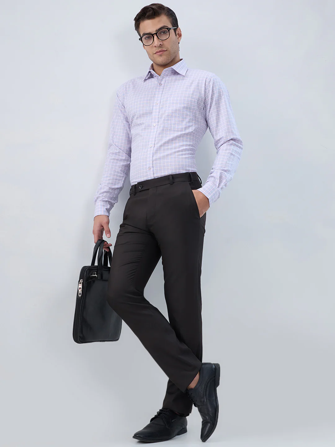 Raymond Men Purple Checks Slim Fit Cotton Shirt - Image 7