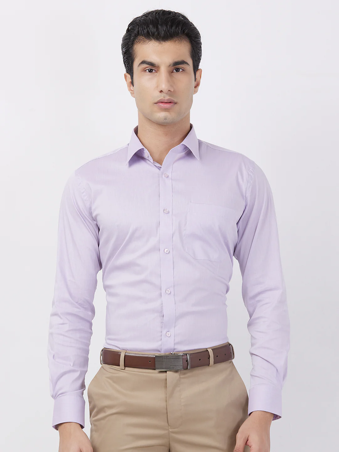 Raymond Men Purple Fil-A-Fil Contemporary Fit Cotton Blend Shirt