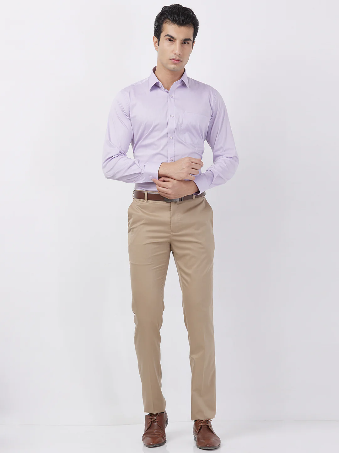 Raymond Men Purple Fil-A-Fil Contemporary Fit Cotton Blend Shirt - Image 5