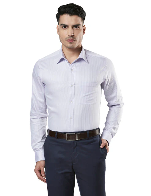Raymond Men Purple Fil-A-Fil Slim Fit Cotton Shirt