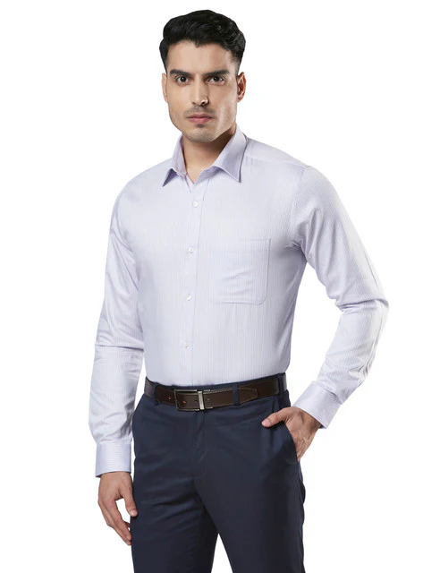 Raymond Men Purple Fil-A-Fil Slim Fit Cotton Shirt - Image 3
