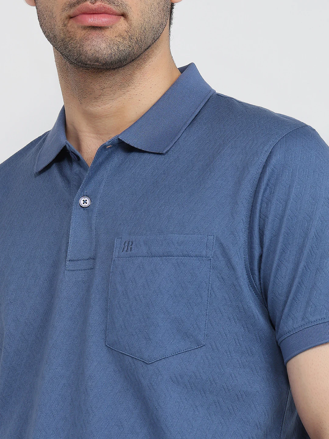 Raymond Men Purple Jacquard Regular Fit Cotton T-shirt - Image 6