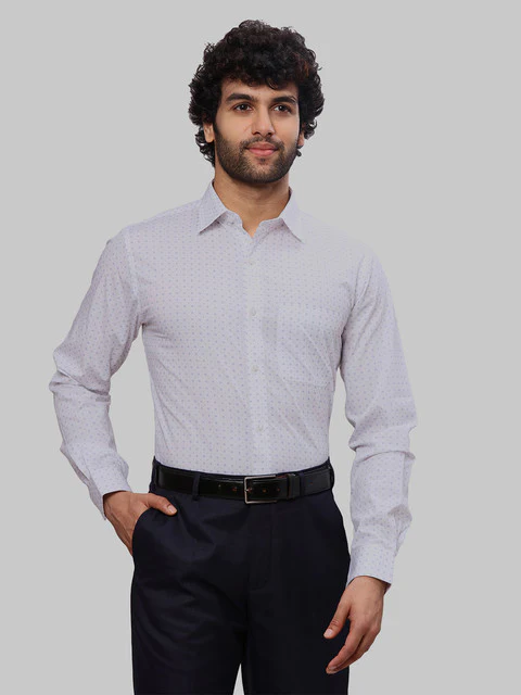 Raymond Men Purple Printed Slim Fit Cotton Shirt