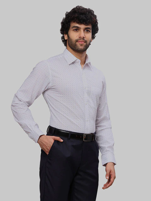 Raymond Men Purple Printed Slim Fit Cotton Shirt - Image 2