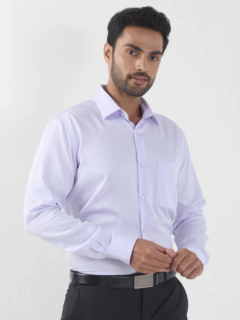 Raymond Men Purple Solid Contemporary Fit Cotton Wrinkle Free Formal Shirt - Image 2