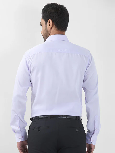 Raymond Men Purple Solid Contemporary Fit Cotton Wrinkle Free Formal Shirt - Image 4