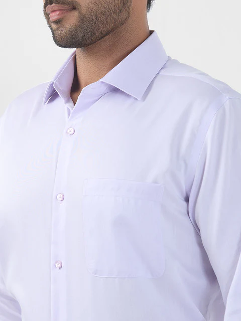 Raymond Men Purple Solid Contemporary Fit Cotton Wrinkle Free Formal Shirt - Image 6
