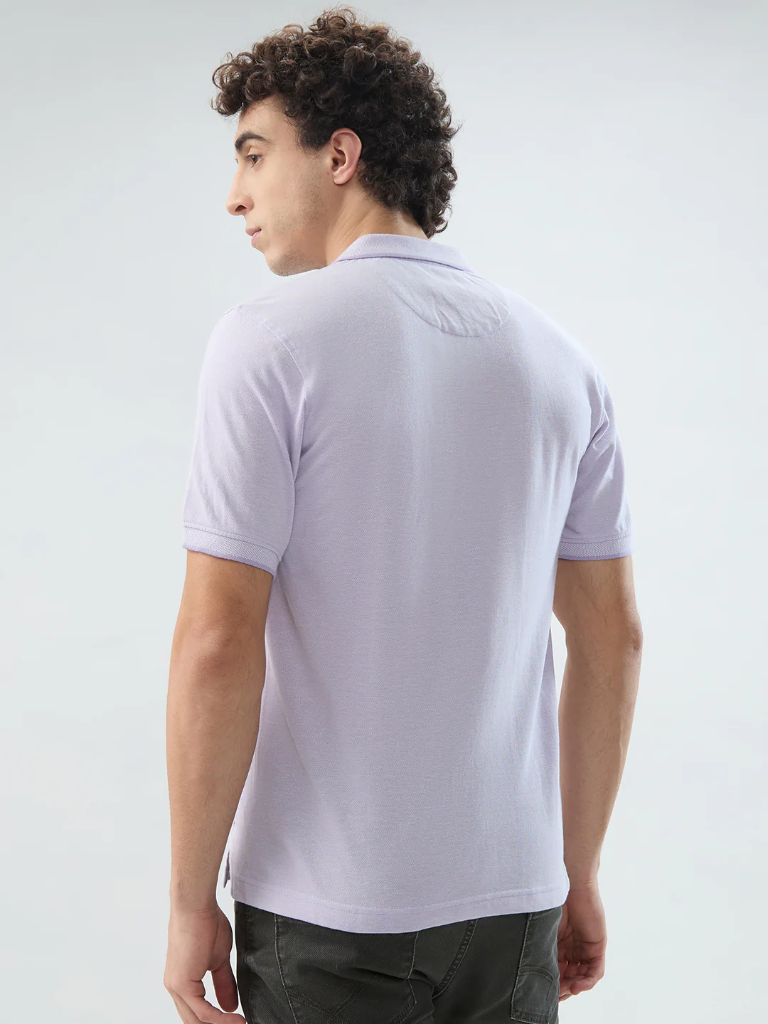 Raymond Men Purple Solid Modern Fit Cotton T-shirt - Image 5