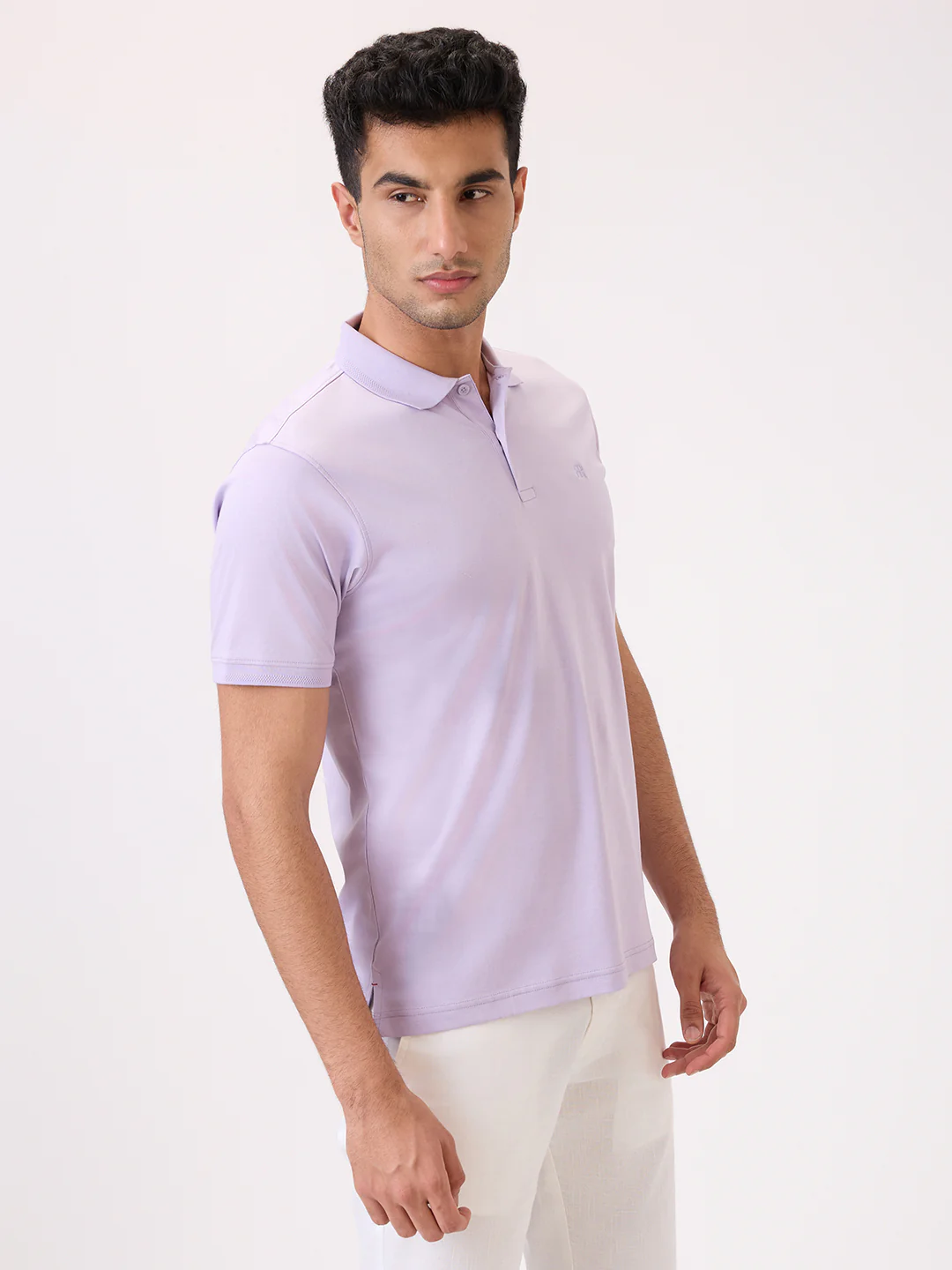 Raymond Men Purple Solid Regular Fit Cotton T-Shirt - Image 4