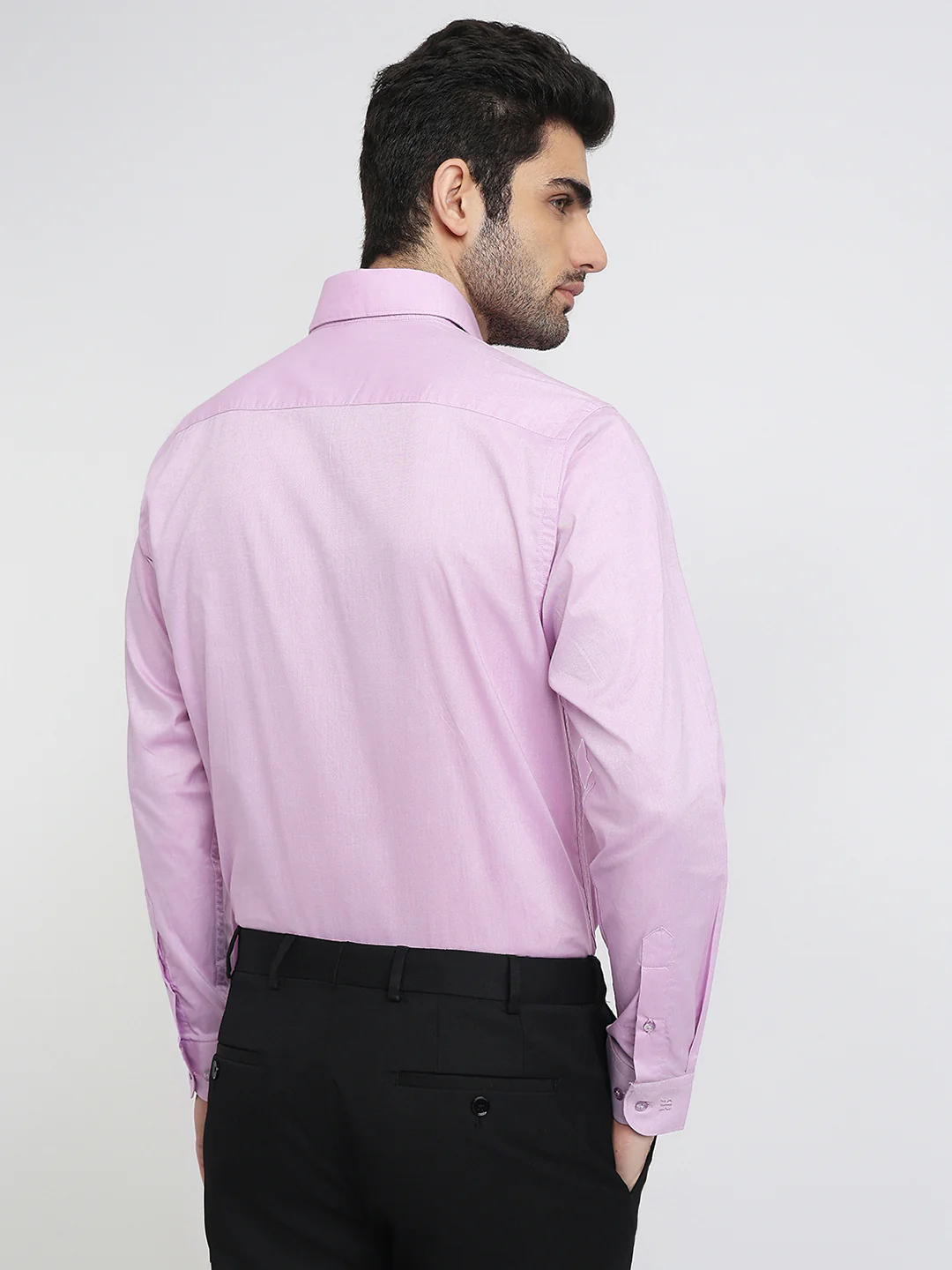 Raymond Men Purple Solid Slim Fit Cotton Formal Shirt - Image 4