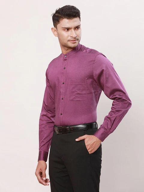 Raymond Men Purple Stripe Contemporary Fit Cotton Formal Shirts - Image 3