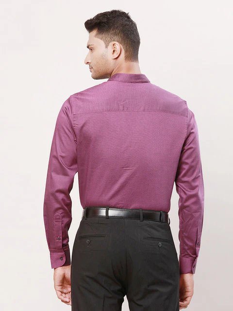 Raymond Men Purple Stripe Contemporary Fit Cotton Formal Shirts - Image 4