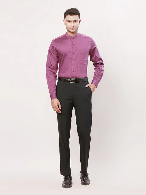 Raymond Men Purple Stripe Contemporary Fit Cotton Formal Shirts - Image 5